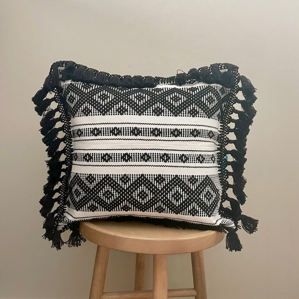 Black best sale macrame pillow