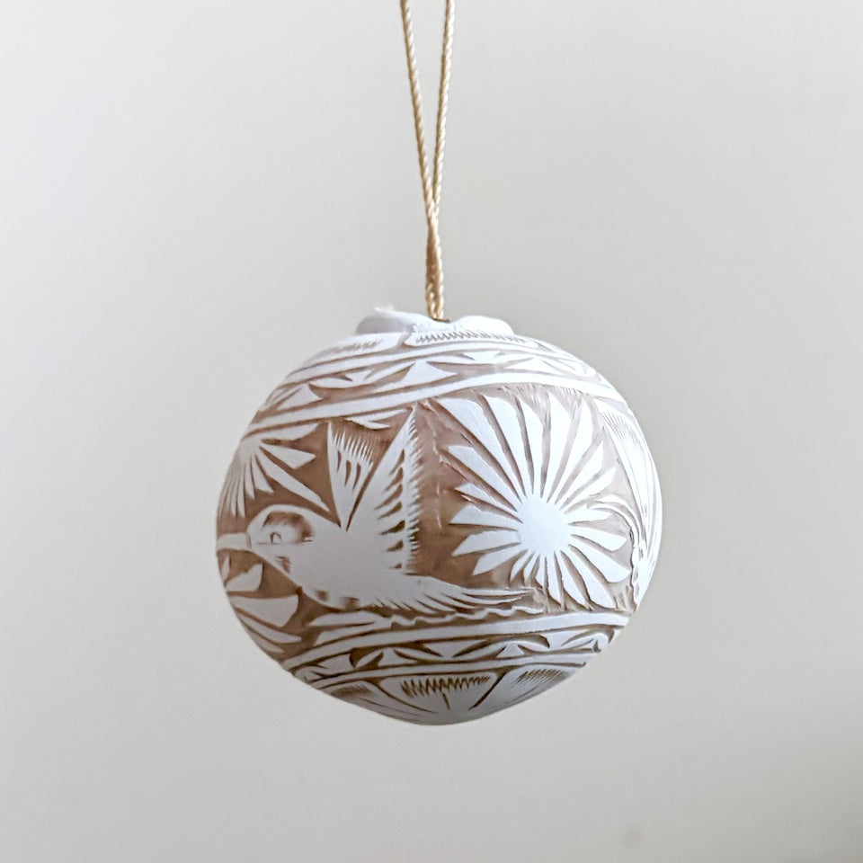 White Jicara Holiday Ornaments