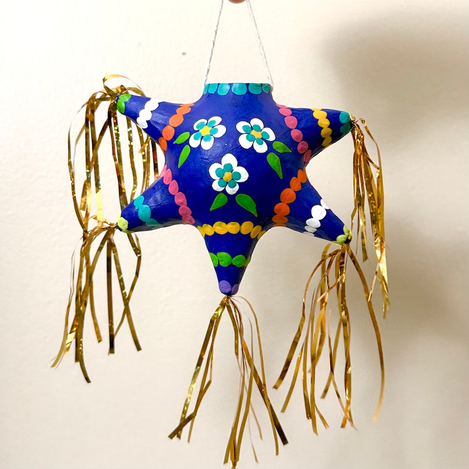 Dark Blue Paper Mache Piñata Ornament