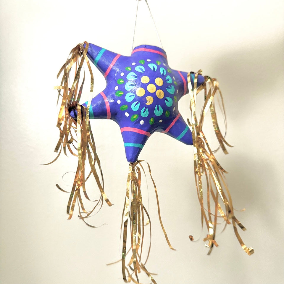 Purple Paper Mache Piñata Ornament