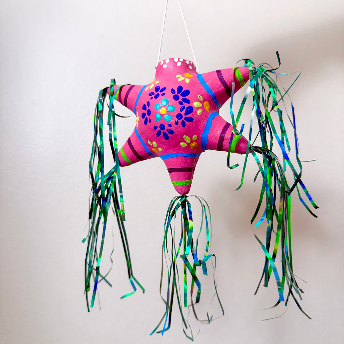 Pink Paper Mache Piñata Ornament