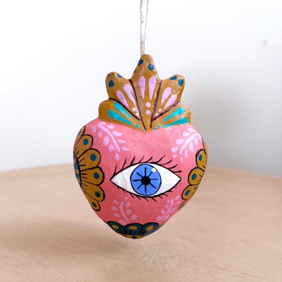 Sacred Heart Paper Mache Ornaments