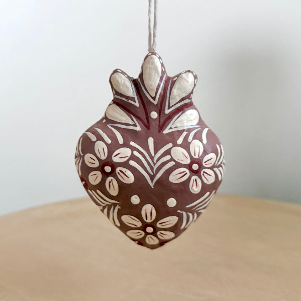 Sacred Heart Paper Mache Ornaments