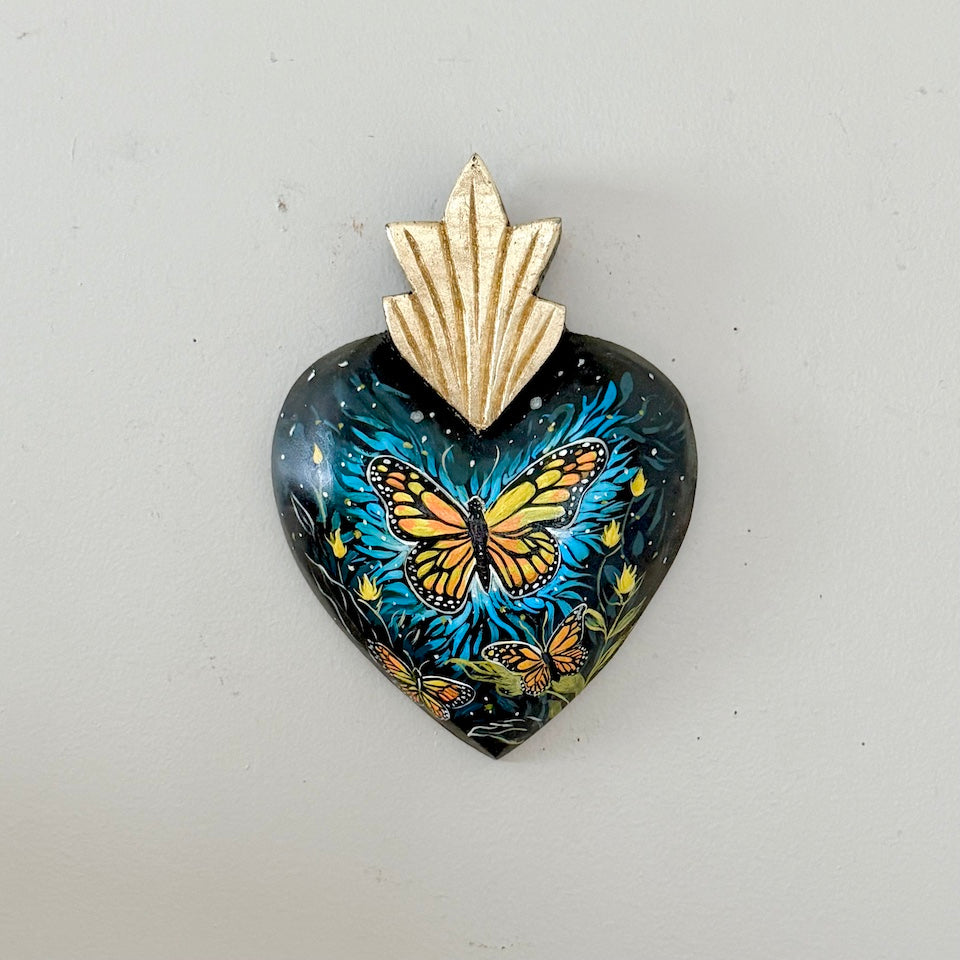 Monarch Butterfly Painted Sacred Heart