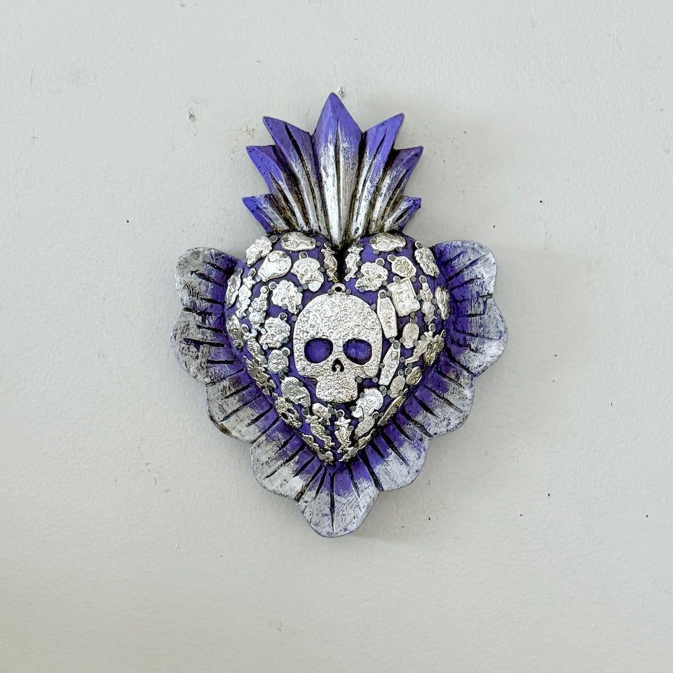 Purple Milagro Skull Charms Heart