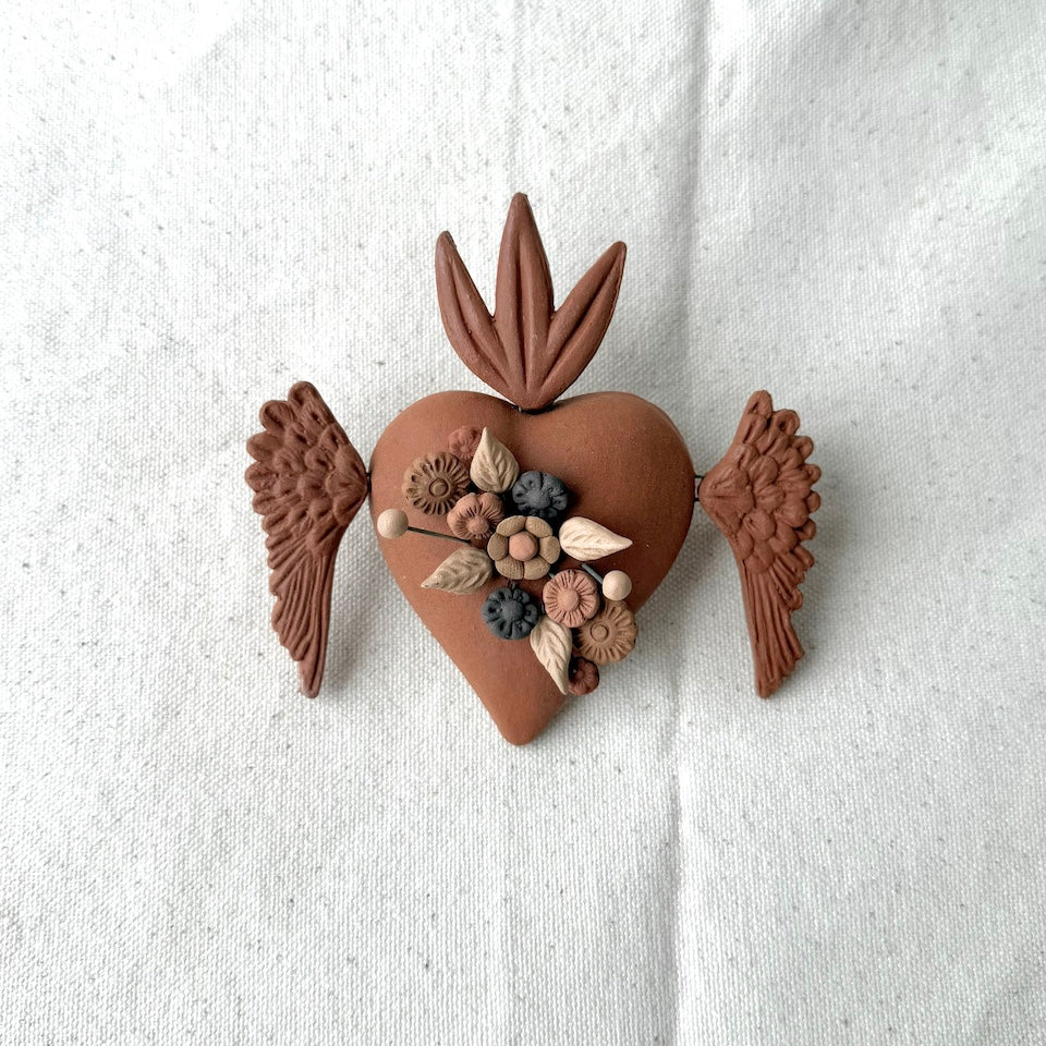 Metepec Sacred  Floral Heart with Wings