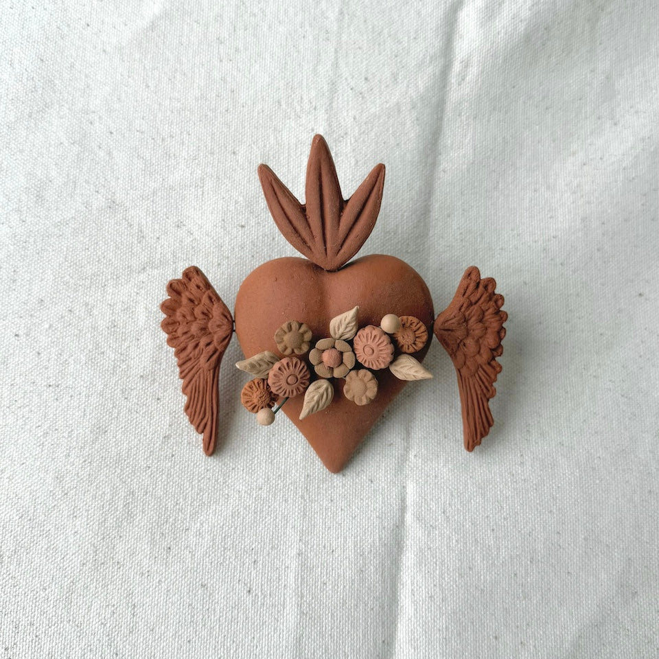 Metepec Sacred  Floral Heart with Wings