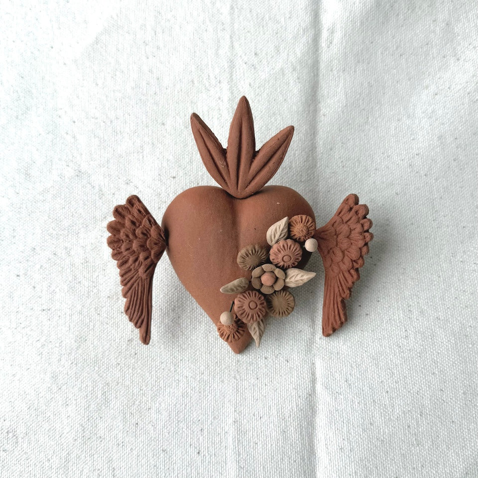 Metepec Sacred  Floral Heart with Wings