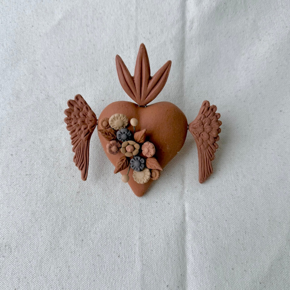 Metepec Sacred  Floral Heart with Wings