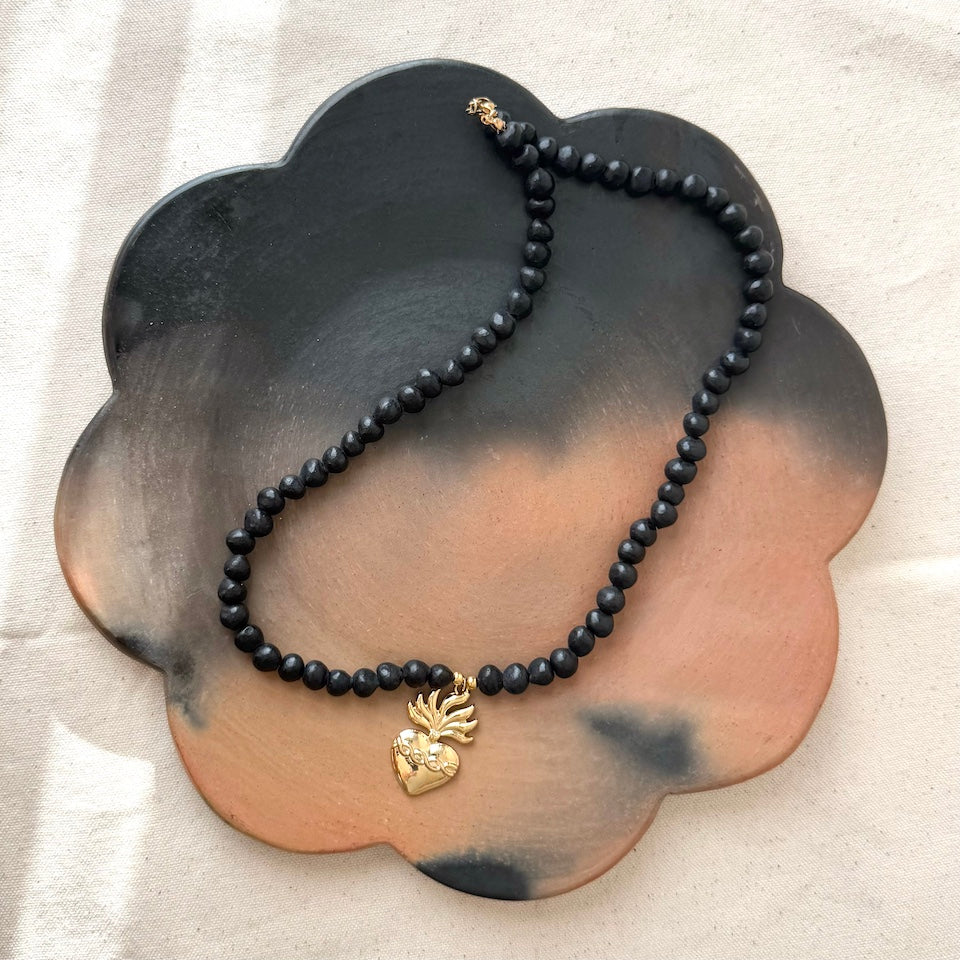 Barro Negro Gold Plated Sacred Heart Necklace