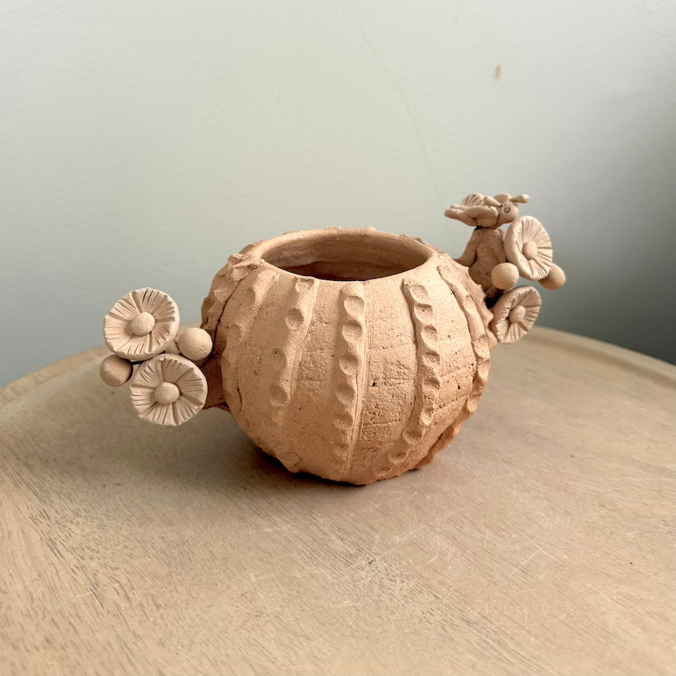 Natural Clay Round Cactus Flower Pot