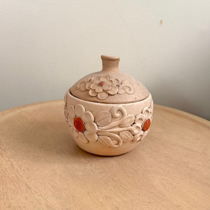 Natural Floral Clay Sugar Bowl