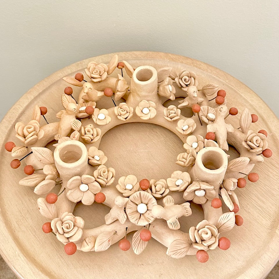 Atzompa Floral Daisy Candle Holder