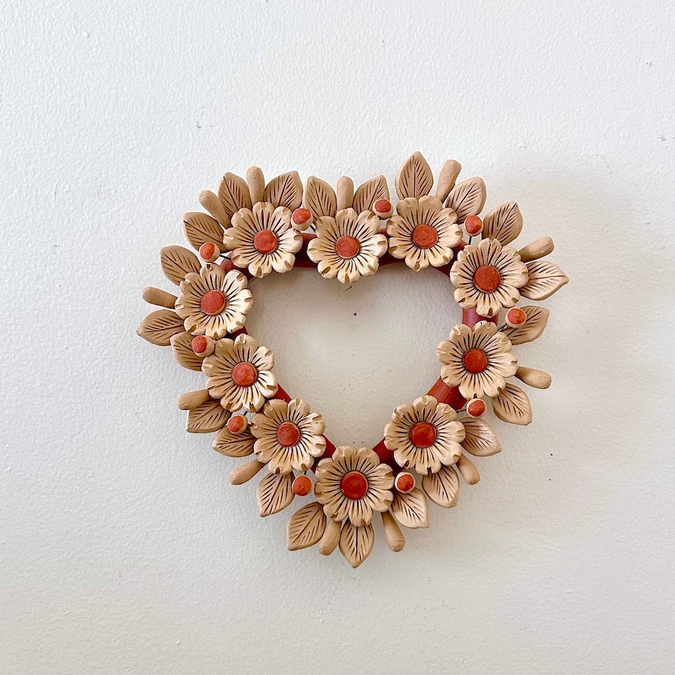 Floral Heart Shaped Clay Wreaths