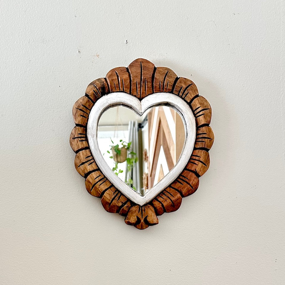 Traditional Heart Wooden Mirrors